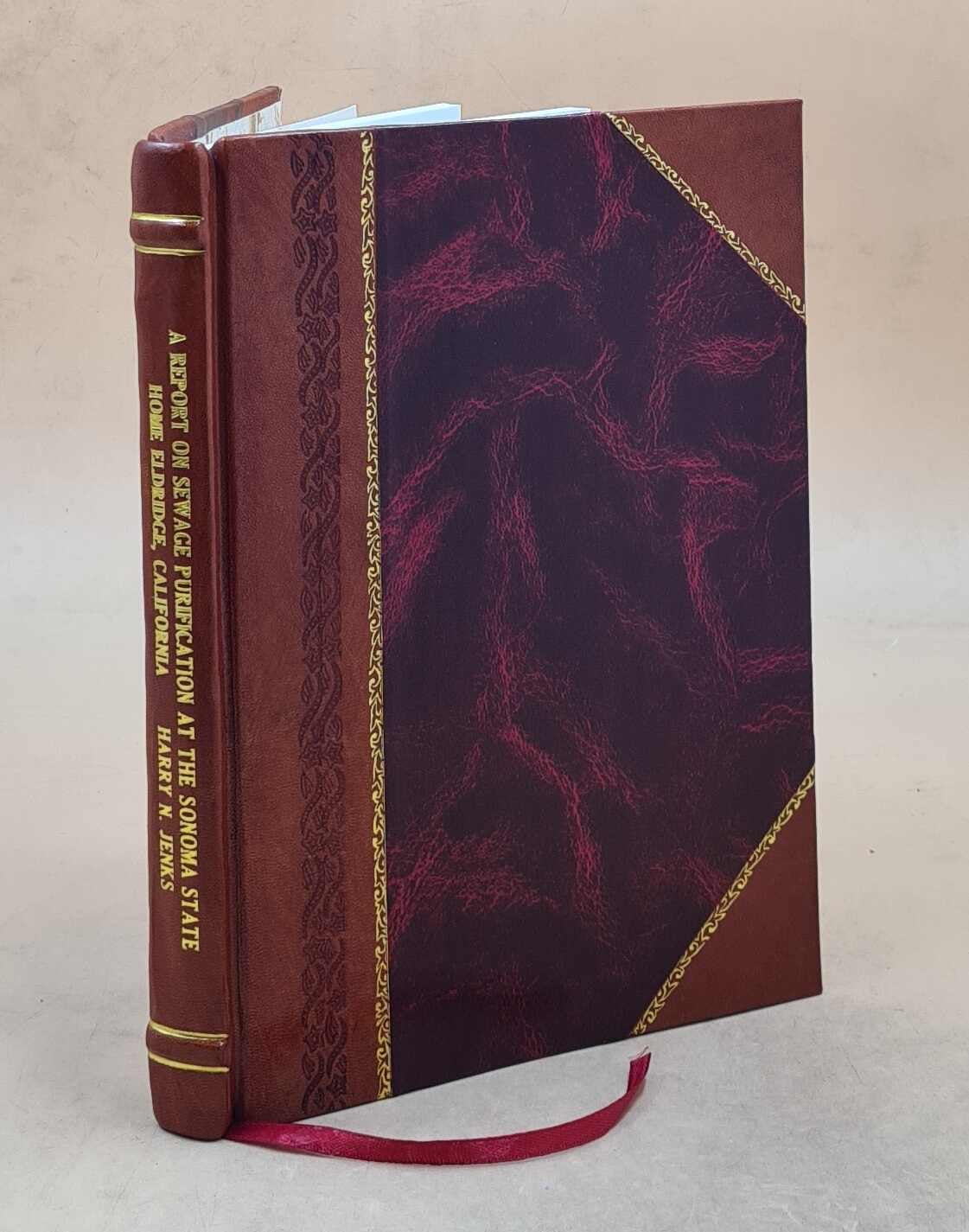 A report on sewage purification at the Sonoma State Home, Eldridge, California / by Harry N. Jenks. 1916 [Leather Bound]