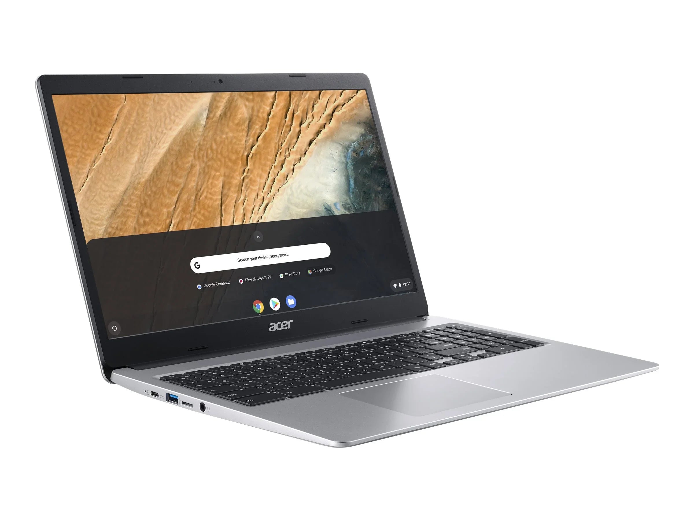 Acer Chromebook 315 CB315-3HT-C3J0 - Intel Celeron - N4120 / up to 2.6 GHz - Chrome  -  Graphics 600 - 4   - 64  eMMC - 15.6"  touchscreen 1920 x 1080 (Full ) - Wi-Fi 5 - pure silver - kbd: