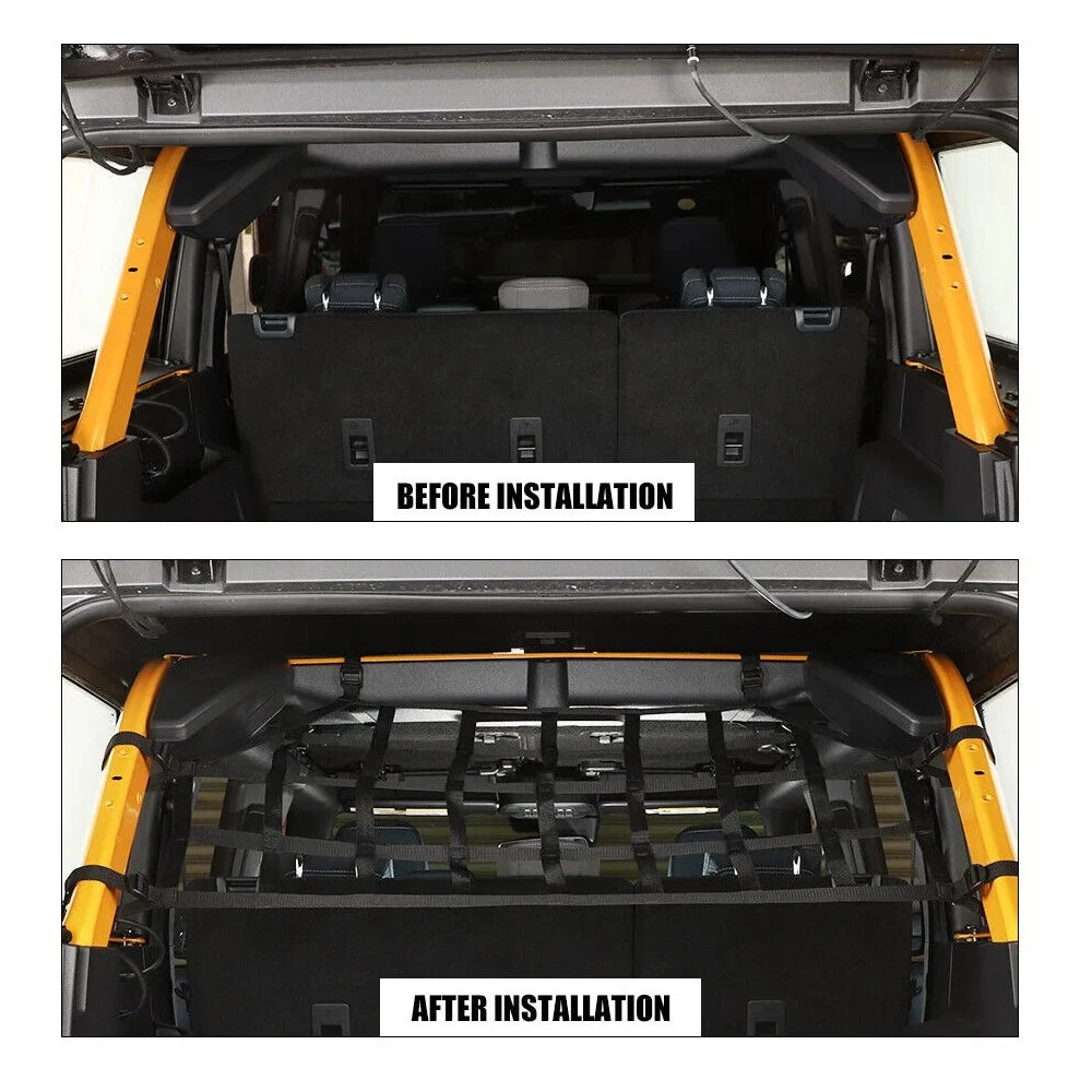 Teledu Rear Trunk Cargo Back Isolation Net Mesh Organizer + 4 Door