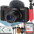 Sony -1F Vlogging Camera (Black) with SanDisk 128GB Memory Card + ZeeTech Accessory Bundle