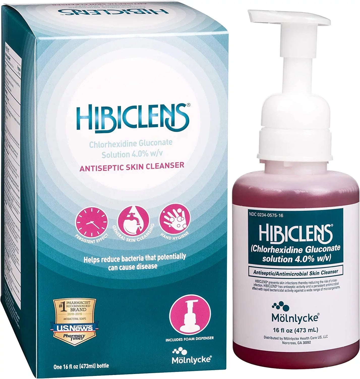 Hibiclens Antiseptic Skin Cleanser 16 fl oz | Includes Hand Pump | Chlorhexidine Solution | Antimicrobial Spray | Wound Cleanser | Antibacterial Body Wash | Wound Care Products | Hypochlorous Acid