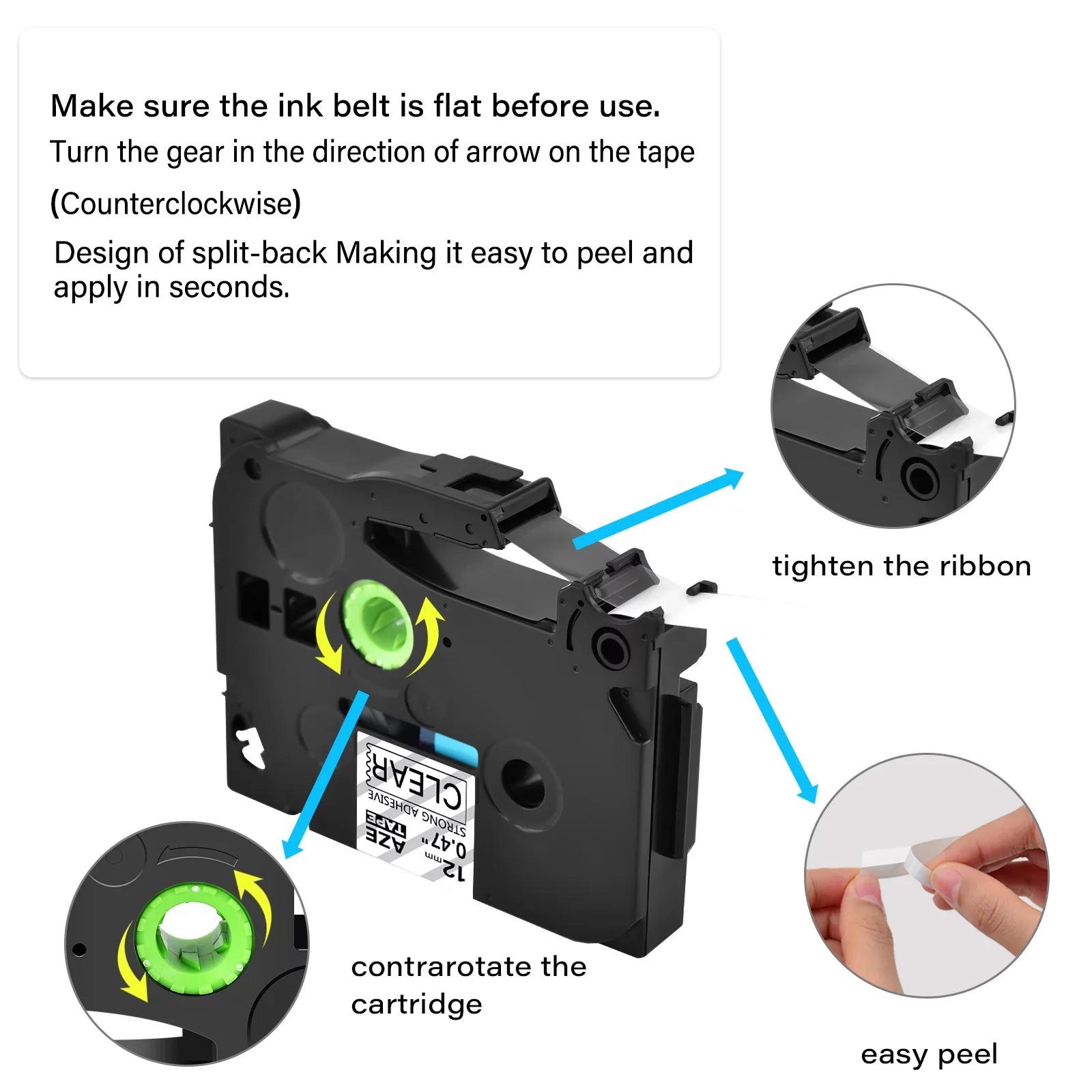 40PK Compatible for Brother P-touch Black on Clear 12mm  TZe TZe-S131 -S131 -131 TZe-131 Extra Strength Laminated Label Tape