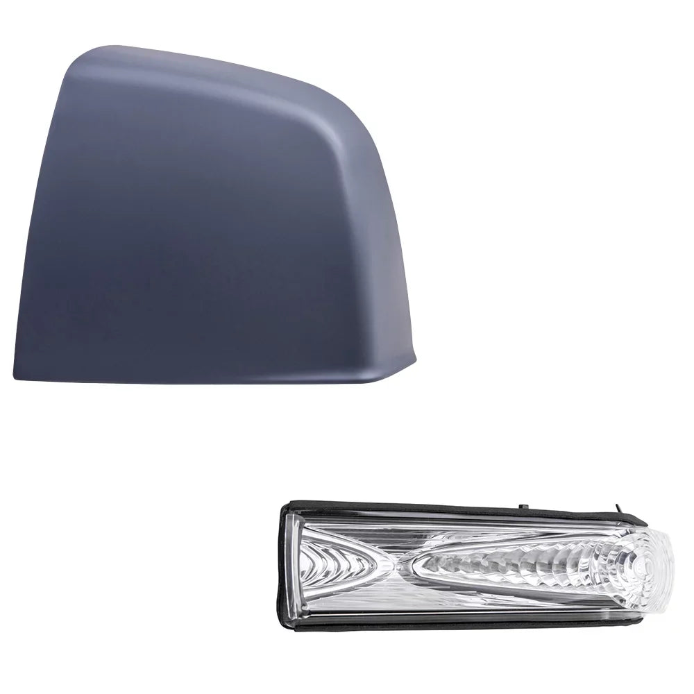 Brock Aftermarket Replacement Driver Left Door Mirror Cover Paint To Match Gray And Turn Signal Light Set Compatible With 2015-2021  Promaster City /Tradesman
