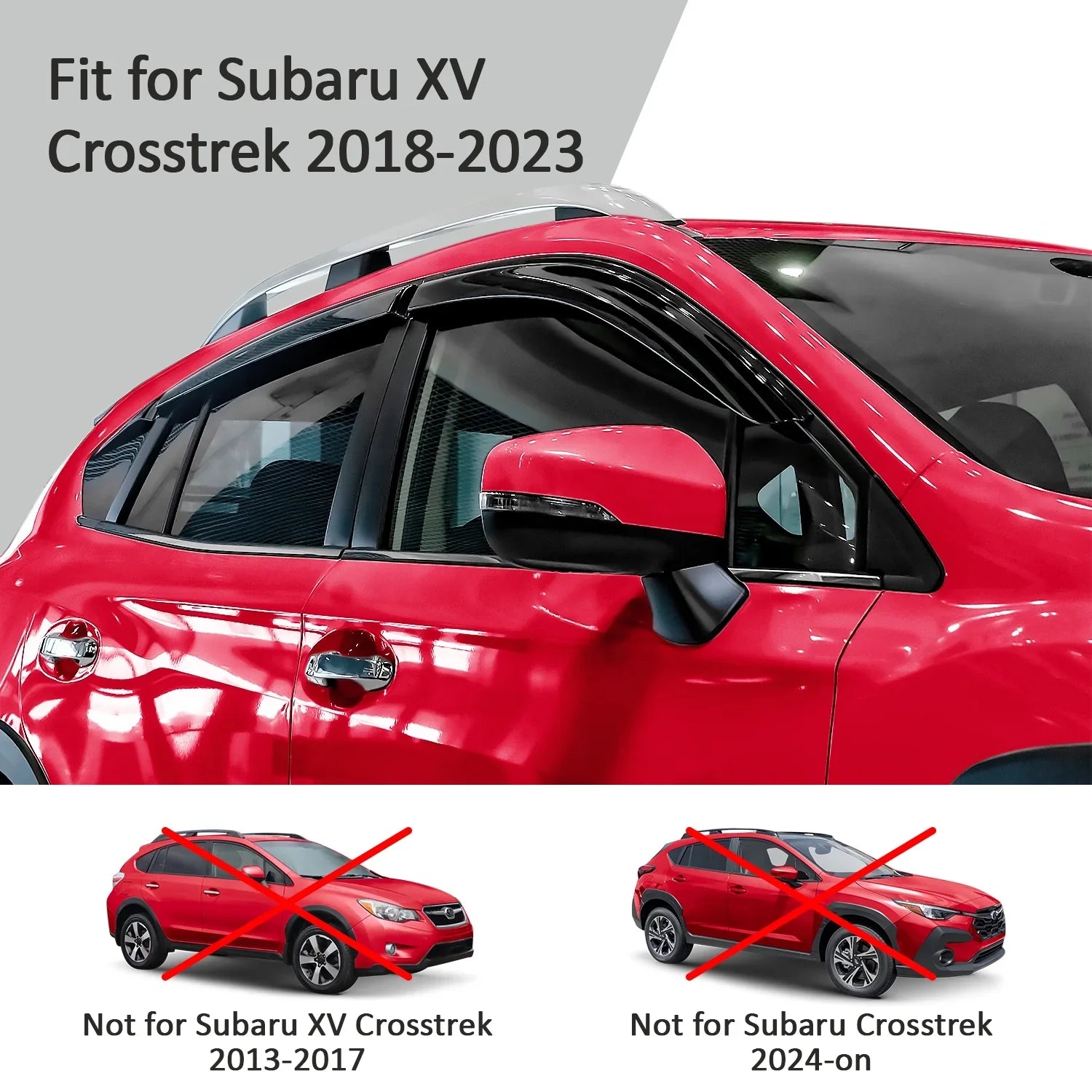 Voron Glass Tape-on Extra Durable Rain Guards for Subaru  Crosstrek 2018-2024, Window Deflectors, Vent Window Visors, 6 Pieces - 100489
