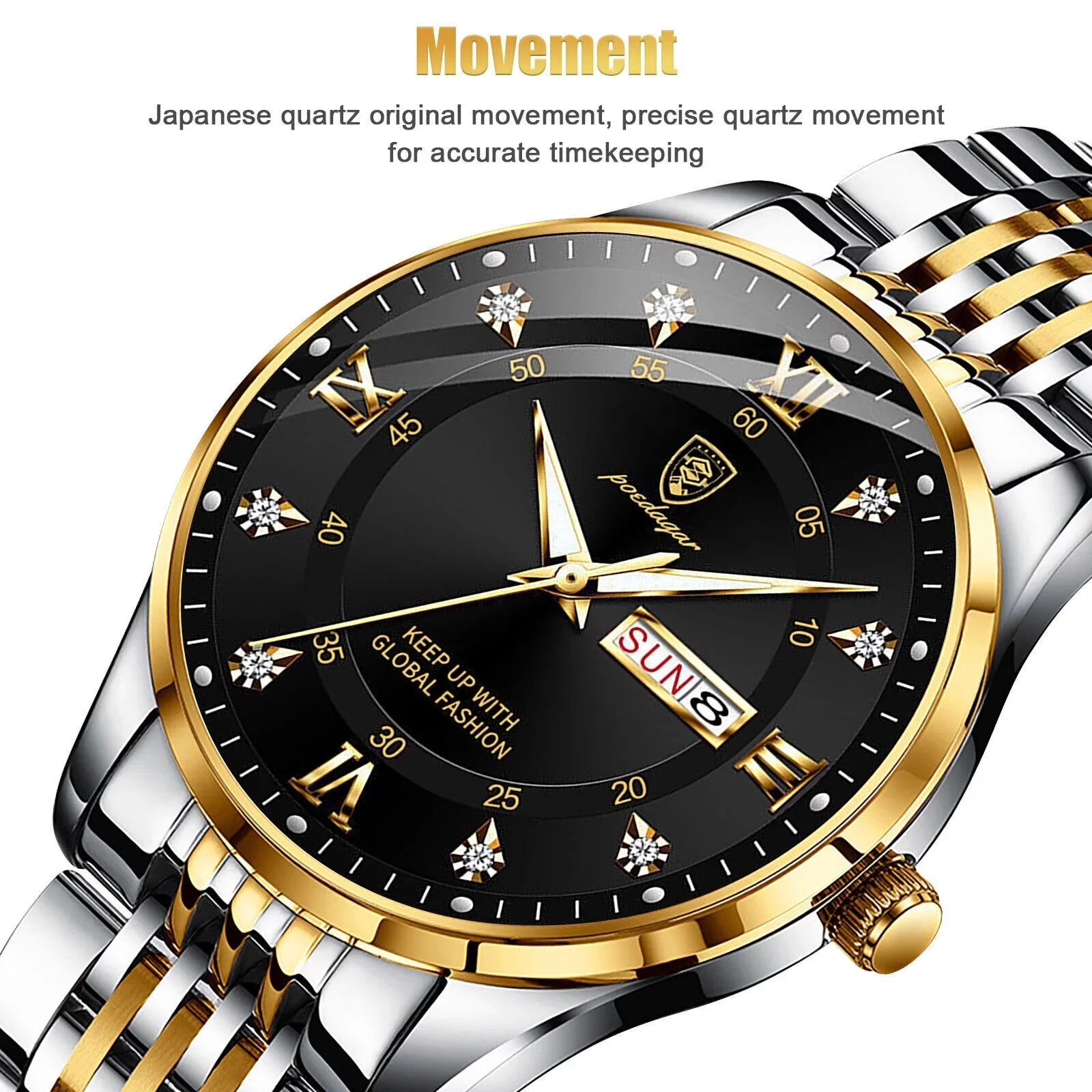 Waterproof Men's Watch Classic Relojes De Hombre Stainless Steel Quartz Luminous