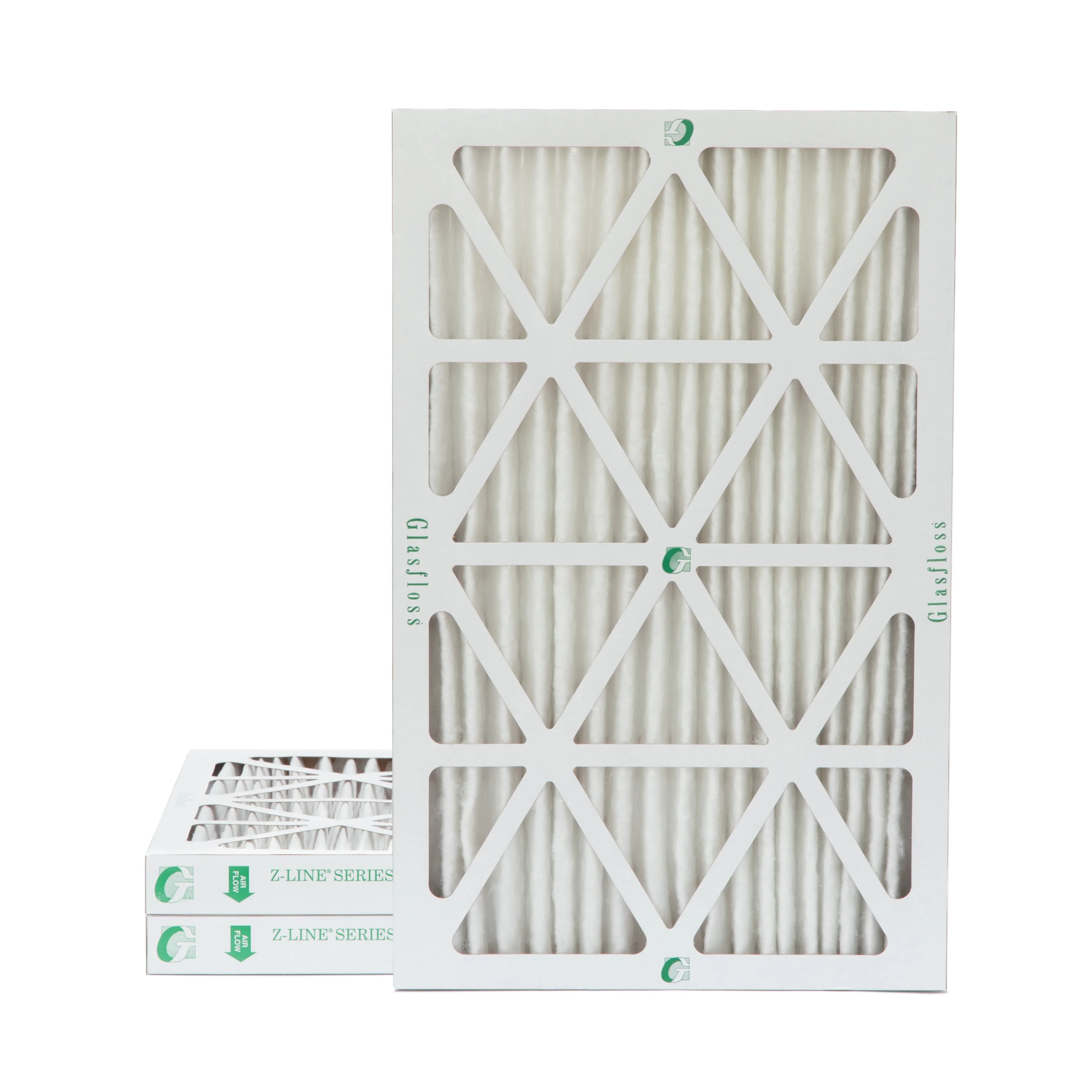 3 Pack of 16x24x2  13 Pleated 2" Inch Air Filters by Glasfloss. Actual Size: 15-1/2 x 23-1/2 x 1-3/4
