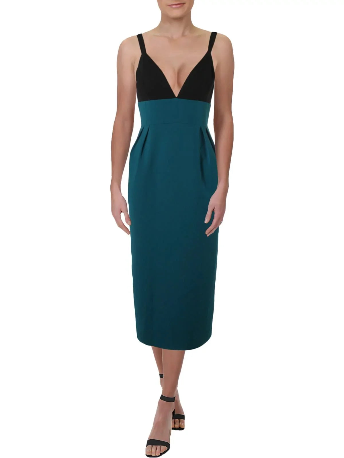 Jill Stuart Womens Sleeveless V-Neck Midi Dress