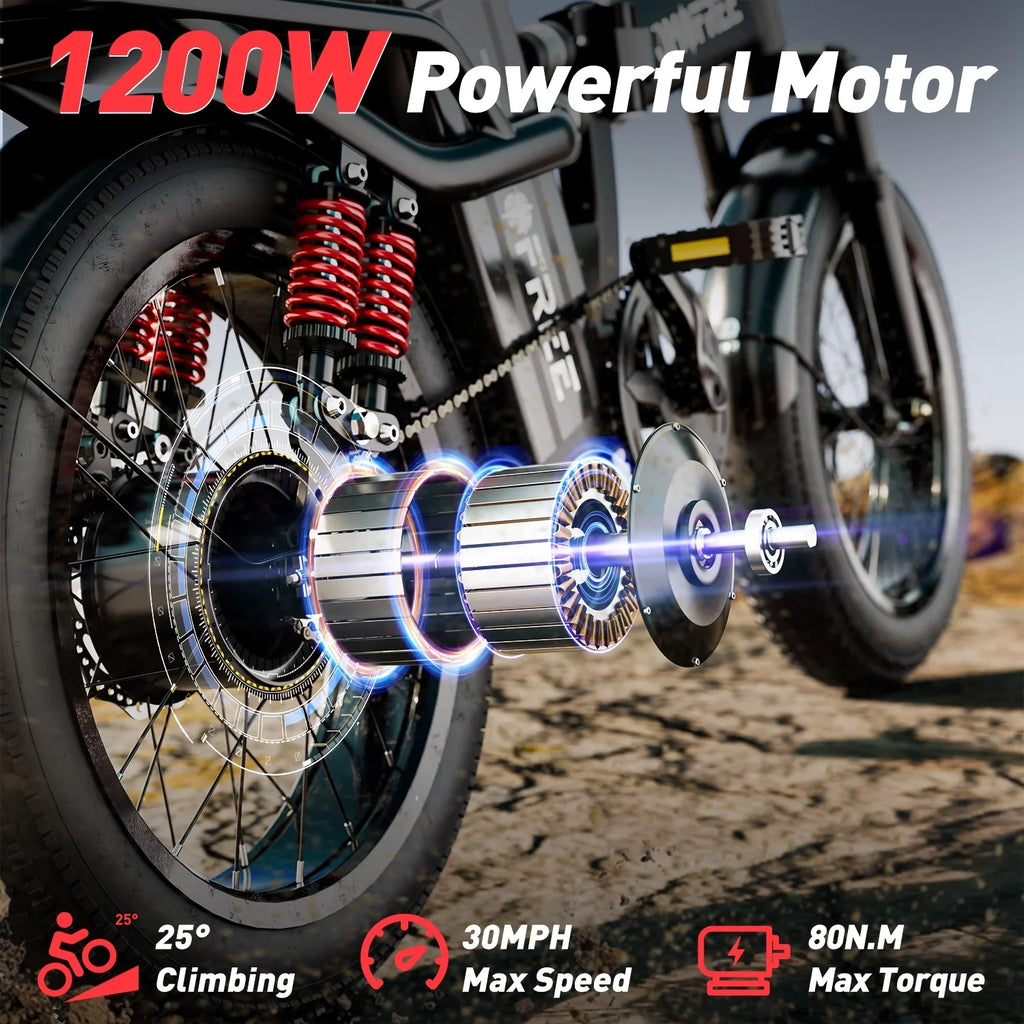 Electric Bike for Adults, 48V 20AH Folding E-Bike Easy Assemble, 16* Tire Commuter Bike 40Miles Range 330lbs Load, Full   Certified, Black Ebike T1