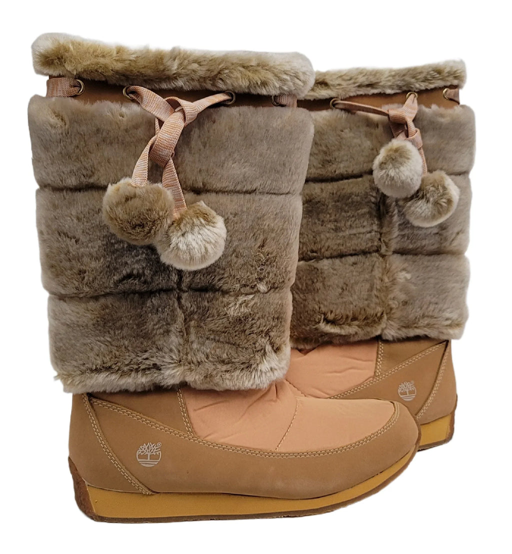 Timberland Junior Big Kid Winterberry Tall Fur Medium Boot Wheat 59996 size 6