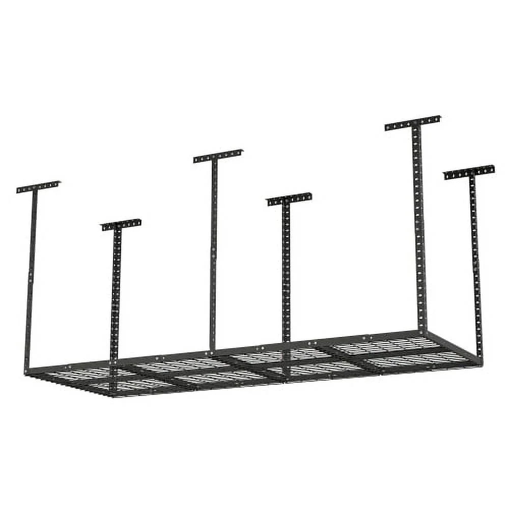 3x8ft Overhead Garage Storage Rack,Adjustable Garage Storage Organization Systerm,Heavy Duty Metal Garage Ceiling Storage Racks,660lbs Weight Capacity,Black
