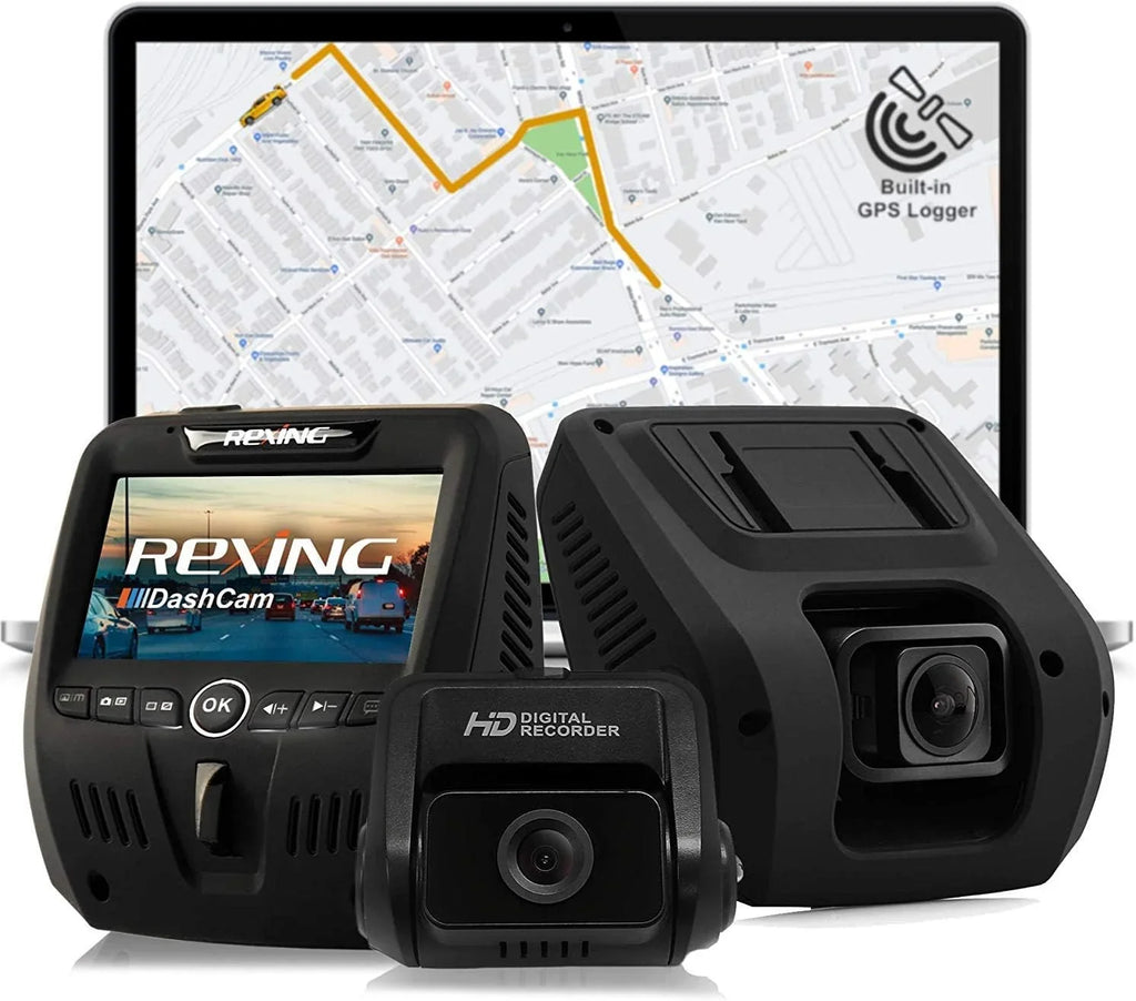 Open Box Rexing V1LG Dual Channel Car Dash Cam  1080p - Black
