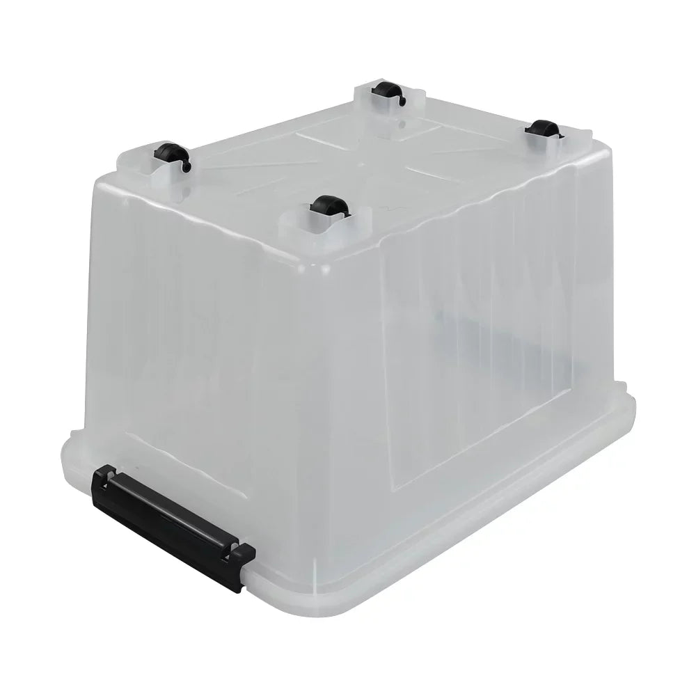 Kekow 4-Pack Clear Plastic Large Storage Box, 30 L Latch Storage Bin with Wheels