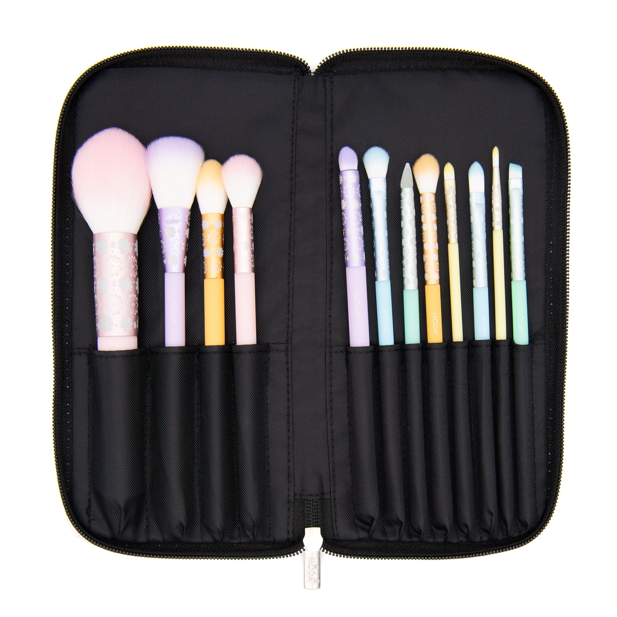 Moda Brush Posh Pastel Signature 13pc Makeup Brush Set, Includes Highlighter, Crease, and Shader Makeup Brushes