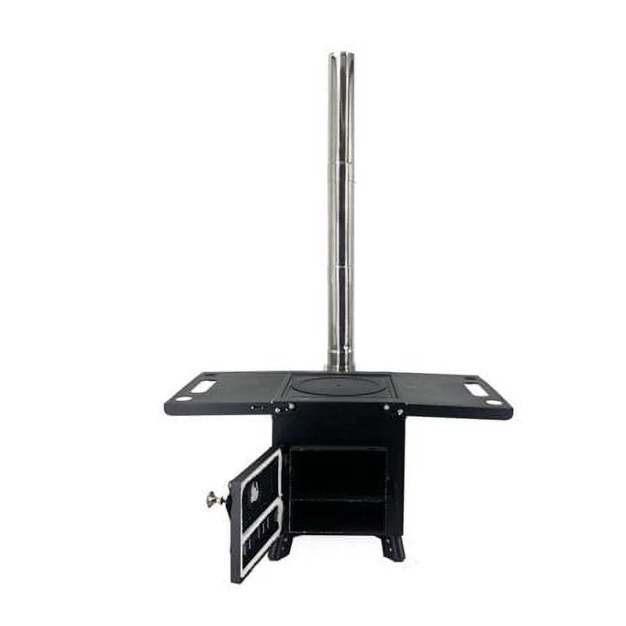 Portable Outdoor Wood Stove with Chimney Pipe, Cooking Heating Tool for Camping & Wild Survival