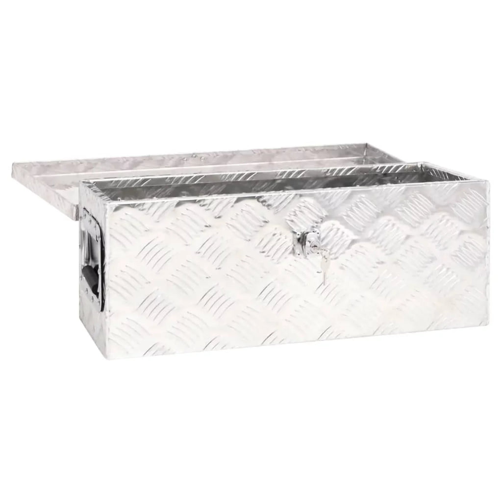 Anself Aluminum Tool Box Truck Toolbox Lockable Underbody Organizer Storage Case Trailer Box Silver for Vehicle, Garage, Camping Trip 23.6 x 9.3 x 9.1 Inches (L x W x H)