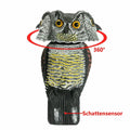Owl Decoy 360 Rotate Head to Scare Birds, Scarecrow Owl Decoy Statue Realistic Scary Sounds & Shadow Fake Owl Outdoor Pest Bird Deterrent for Patio Yard Garden Protector