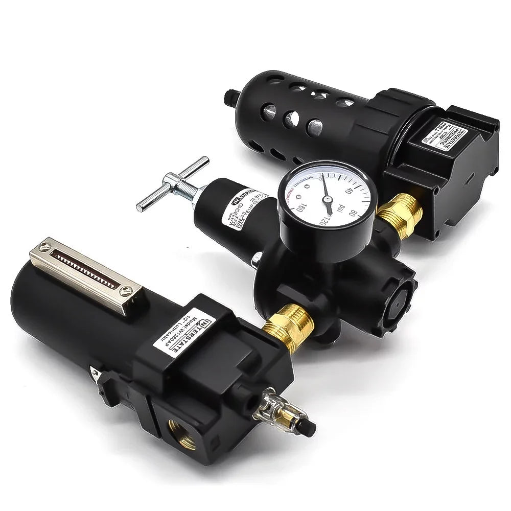 Interstate Pneumatics WC1081HDGP 1/2" â€ Large "T" Handle Poly Bowl Filter Regulator Lubricator - Integral Combo Made in