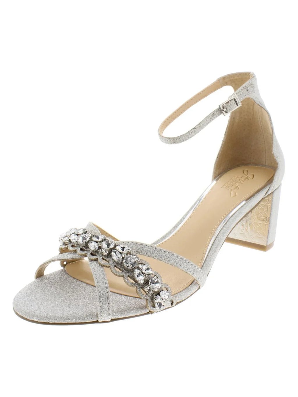 Jewel Badgley Mischka Womens Giona Patent Leather Block Heel Evening Sandals