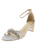 Jewel Badgley Mischka Womens Giona Patent Leather Block Heel Evening Sandals