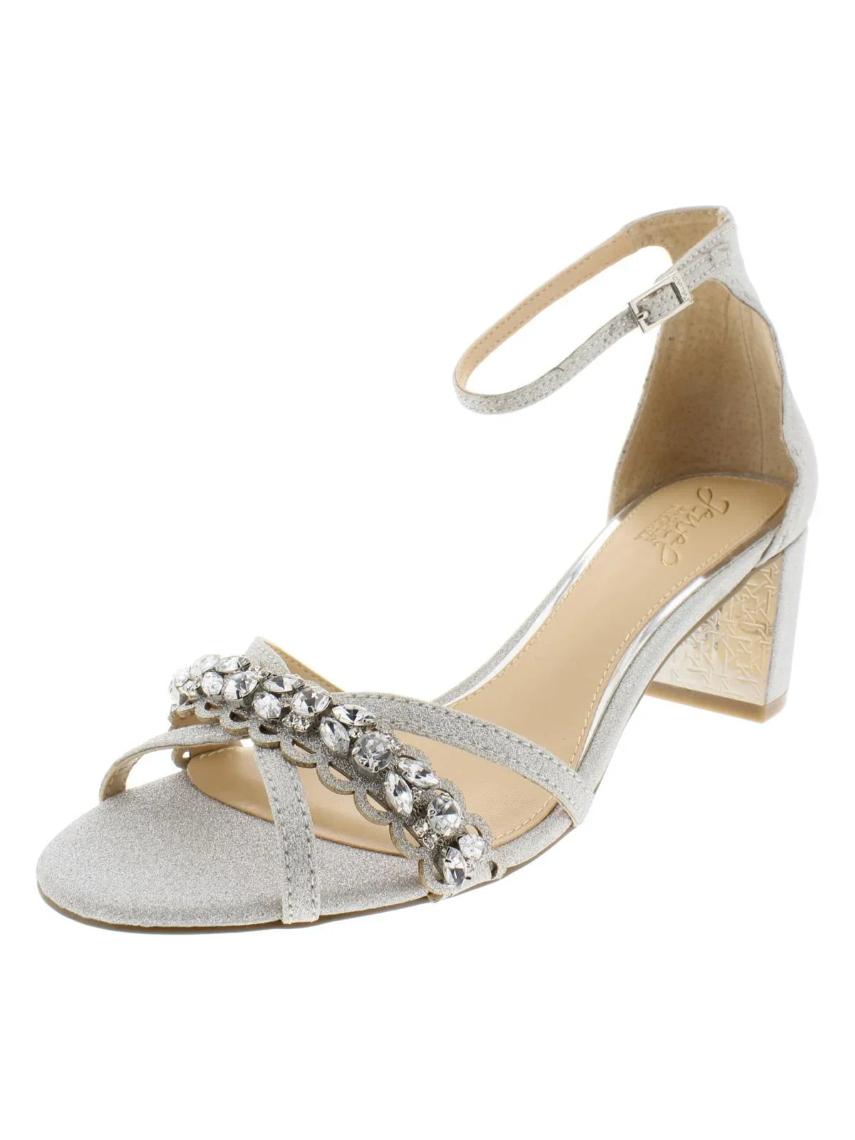 Jewel Badgley Mischka Womens Giona Patent Leather Block Heel Evening Sandals