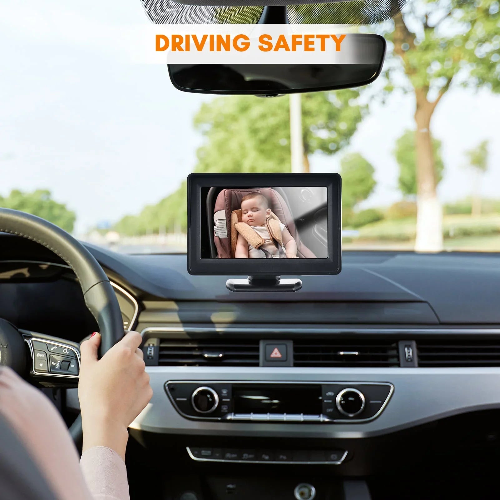 Arealer Car Monitor 1080P Monitor for Rear Facing Seat 4.3 Inch Car Seat Mirror Display 150° Wide View Car Mirror Easy Installation