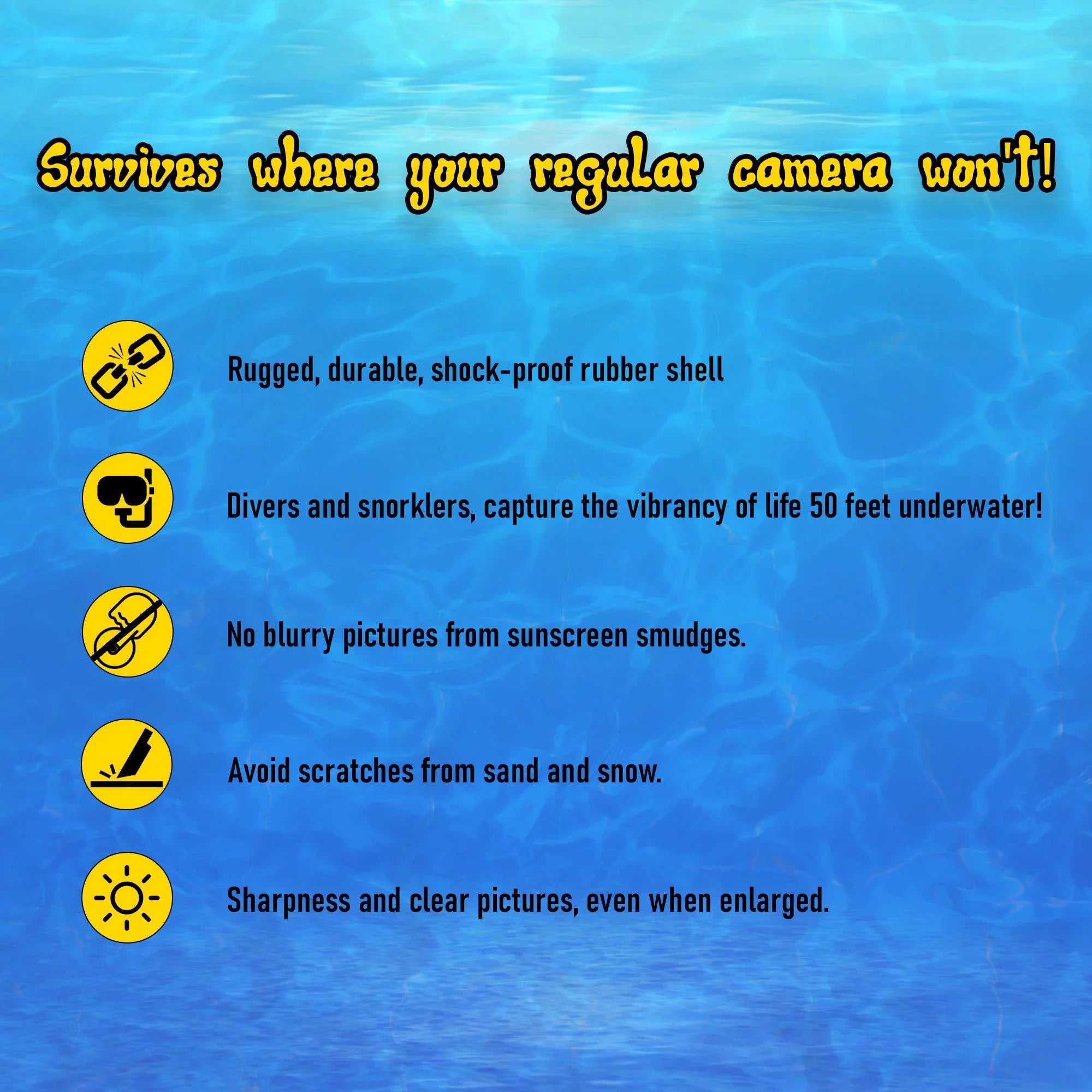 2 Pack Kodak Sport Waterproof Single Use Camera With Floating Strap and Cloth
