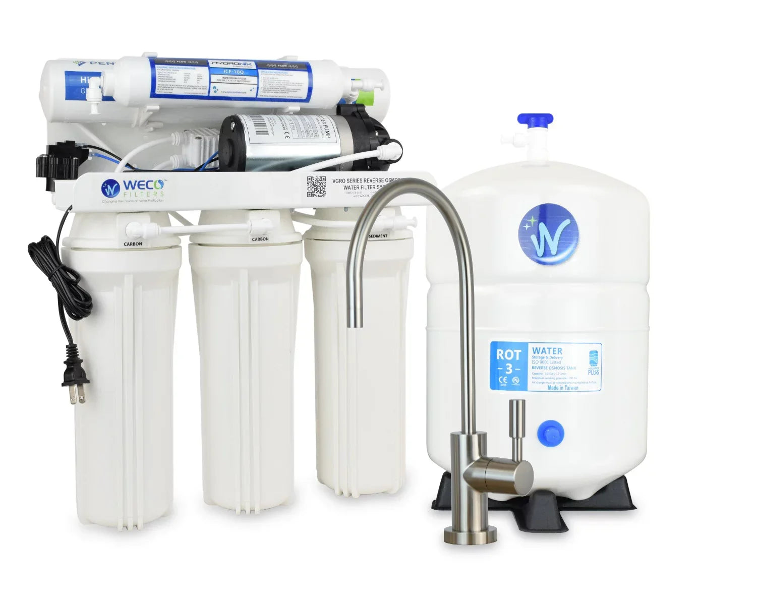 '-75PMP High Efficiency Reverse Osmosis Drinking Water Filtration System with Booster Pump