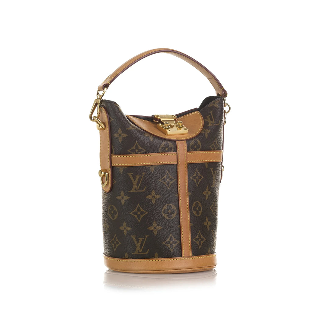 Unisex Pre-Owned Authenticated Louis Vuitton Monogram Duffle Canvas Brown Bucket Bag DrawstringBag