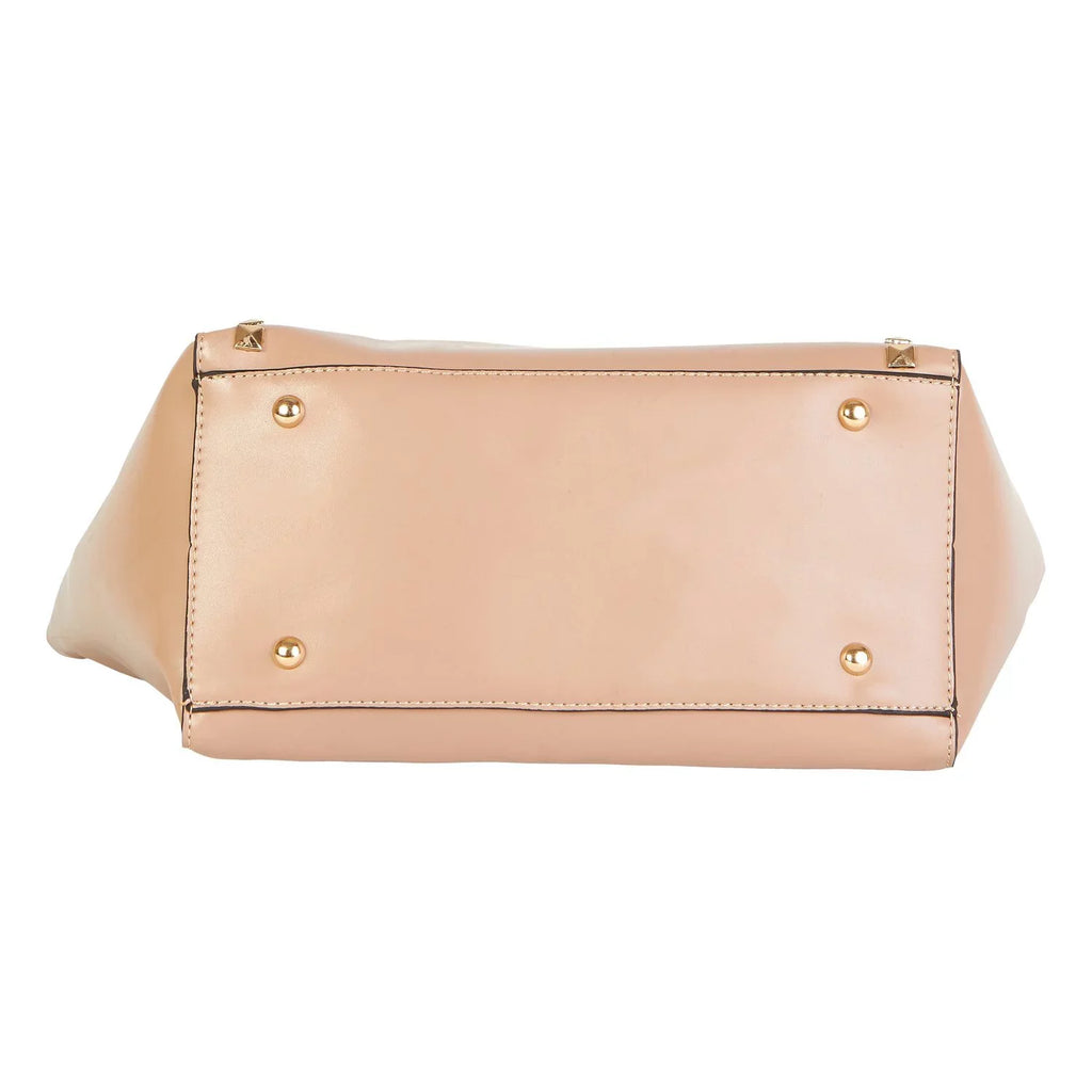 Beaute Bags Gold Studded Large Shopper Adult Women Handbag Vegan Leather (Taupe/Beige)