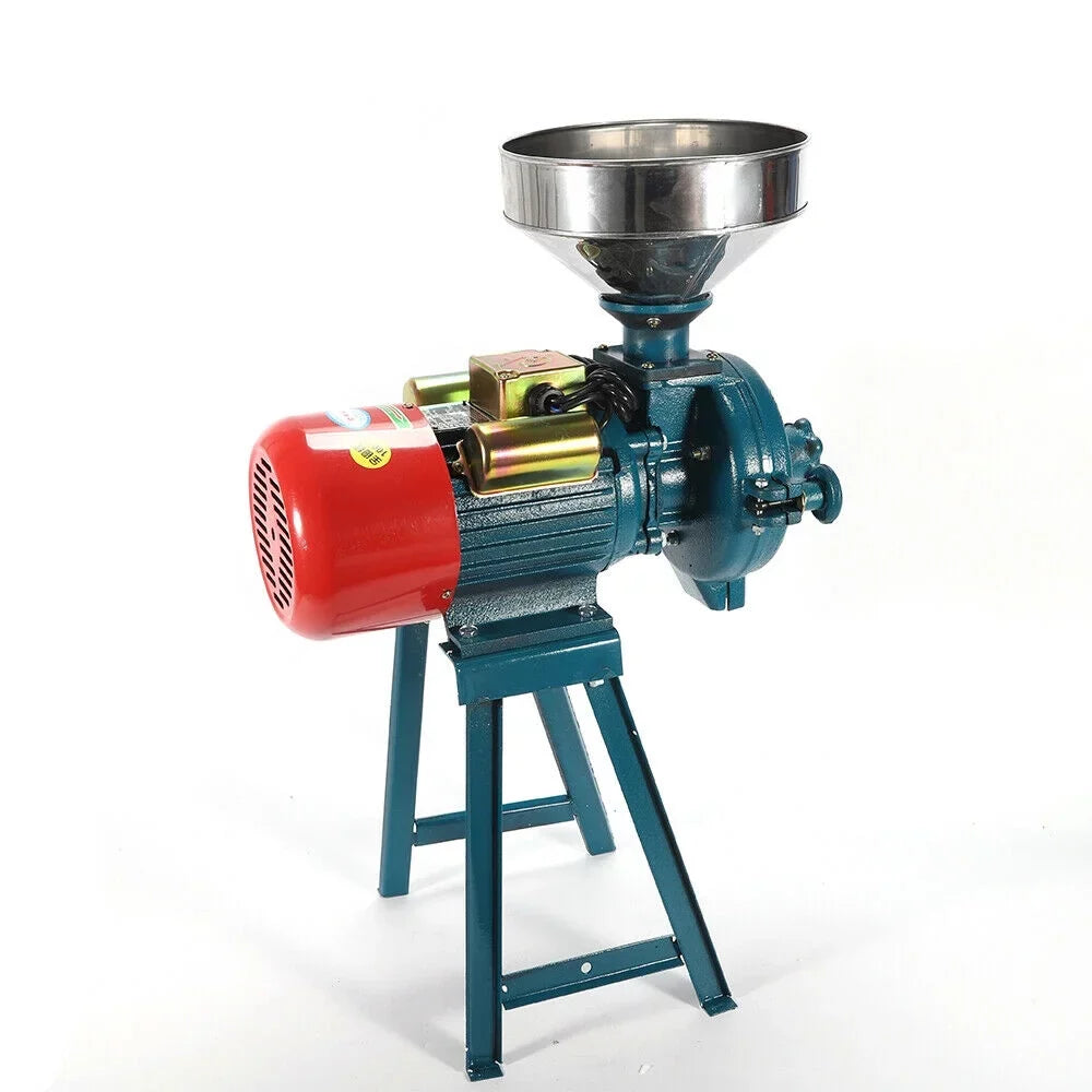 ZhdnBhnos 2200W 220V Electric Grain Flour Grinder Mill Commercial Heavy Duty Corn Wheat Cereal Dry Feed Grinder Pulverizer Machine w/ Funnel 1400r/Min