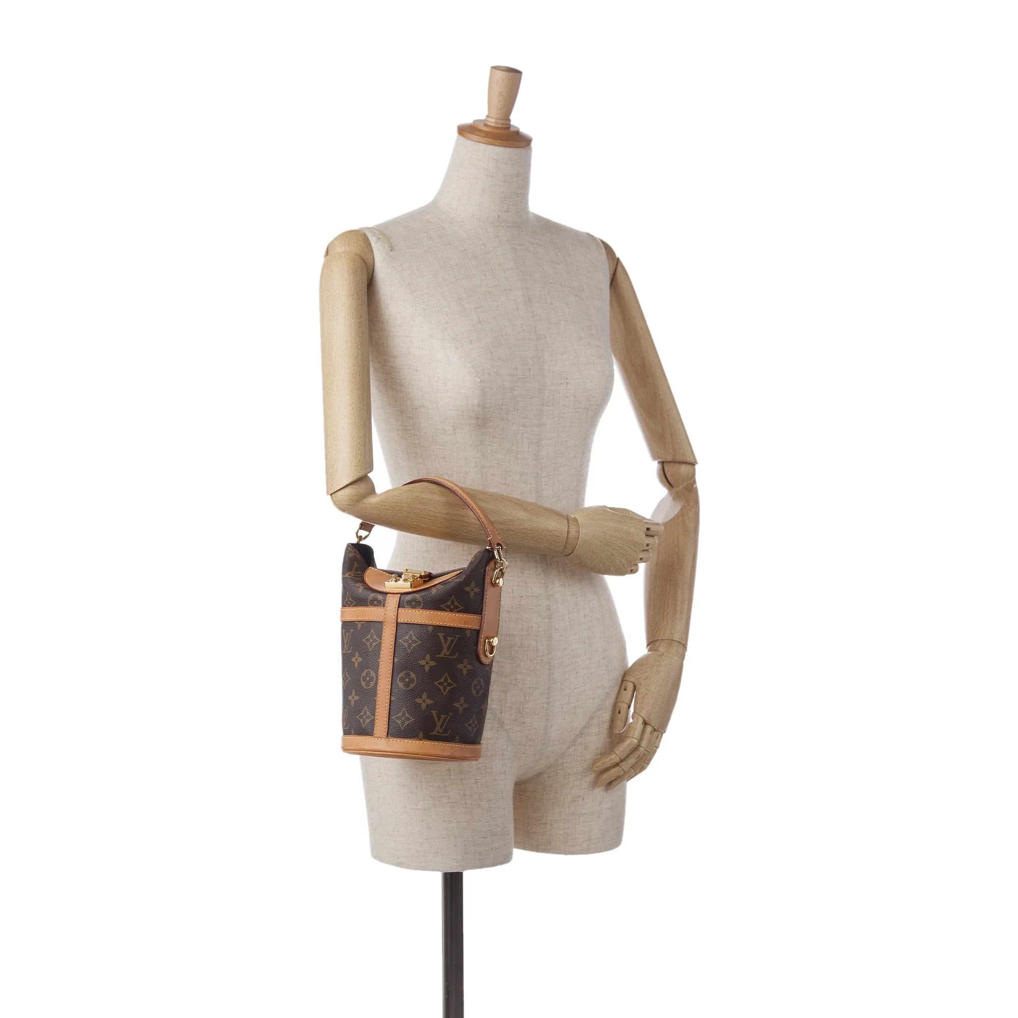 Unisex Pre-Owned Authenticated Louis Vuitton Monogram Duffle Canvas Brown Bucket Bag DrawstringBag
