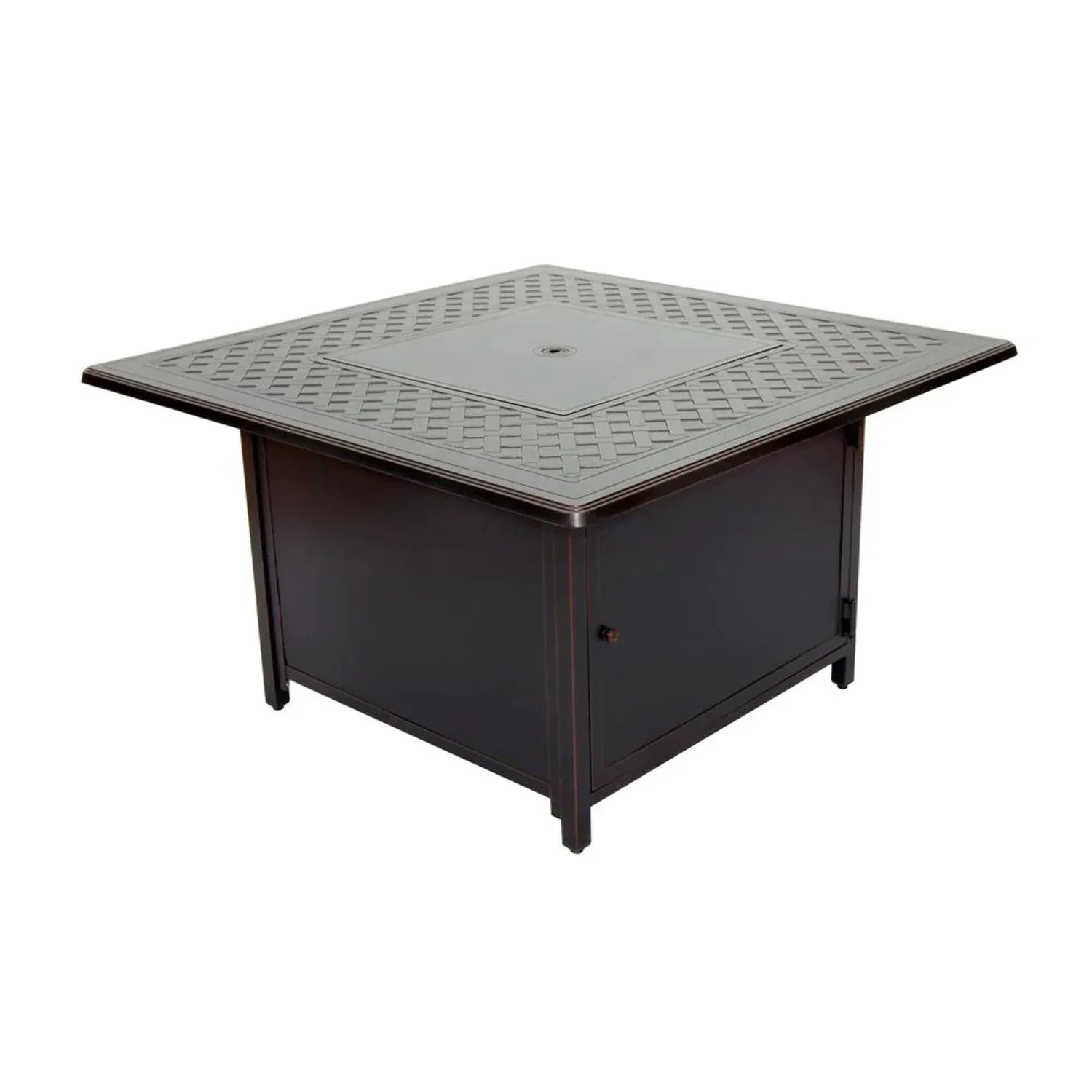 Alfresco Home Heron 42" Square Aluminum Gas Fire Pit Chat Table in Topaz Gray