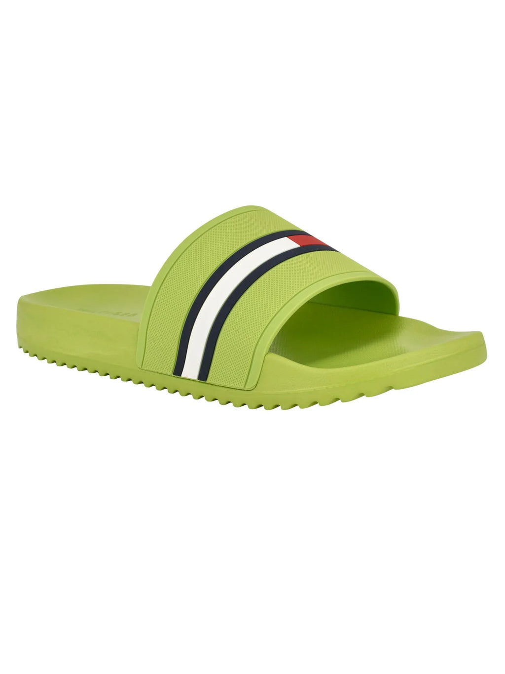 Mens Green Colorblocked Stripe Comfort Redder Round Toe Slip On Slide Sandals Shoes 9 M