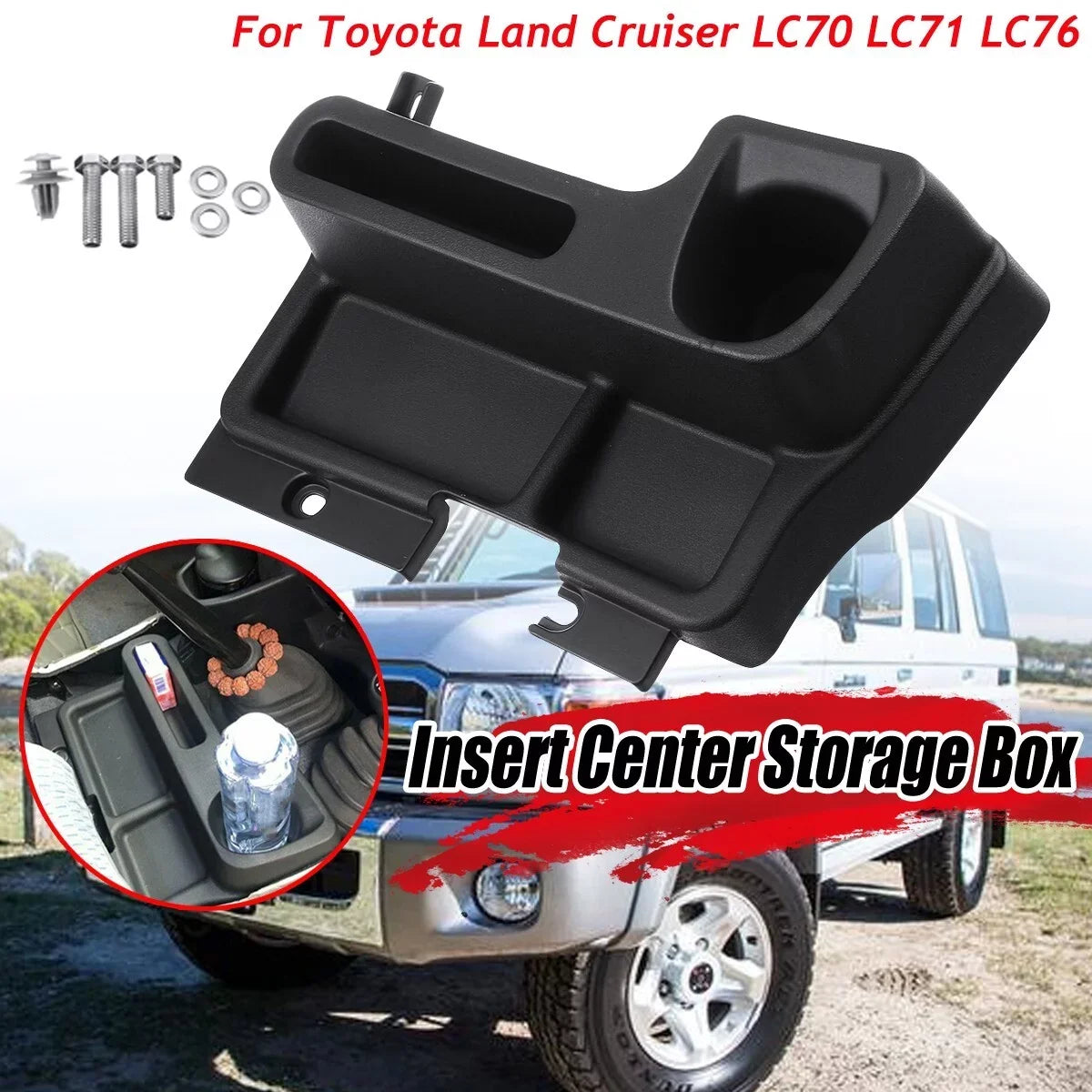 Car Center Console Organizer Box Replacement for Toyota Land Cruiser LC70 LC71 LC76, Interior Centre Console Storage Box, Black