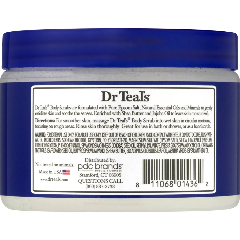 Dr Teal's Exfoliate & Renew Eucalyptus & Spearmint Epsom Salt Body Scrub, 16 oz (Pack of 6)