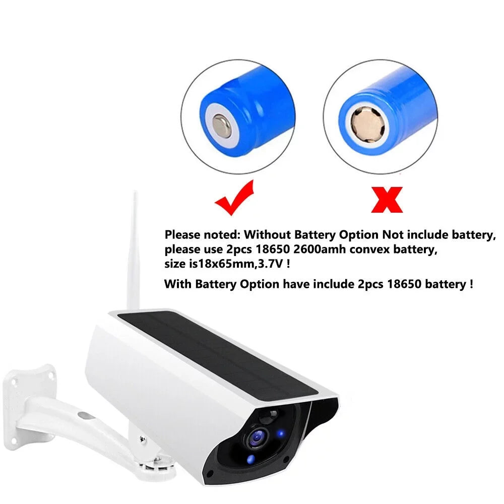 1080P Solar Powered Security Camera, Wireless Security Camera, WiFi  Home Outdoor Security  Camera Night Vision  with 32GB Momery Card and 3 Pcs 18650 Batteries