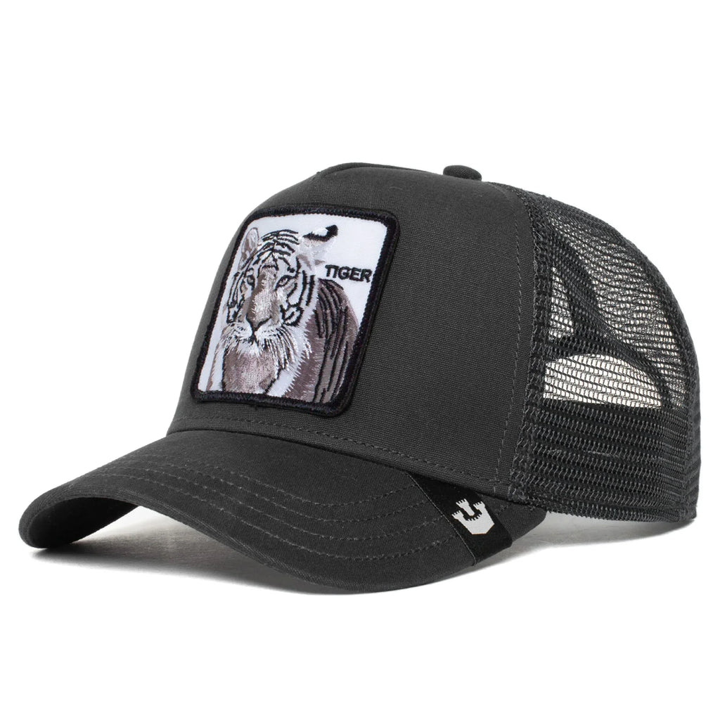 Goorin Bros. The Farm Unisex Original Adjustable Snapback Trucker Hat, Black (White Tiger), One Size