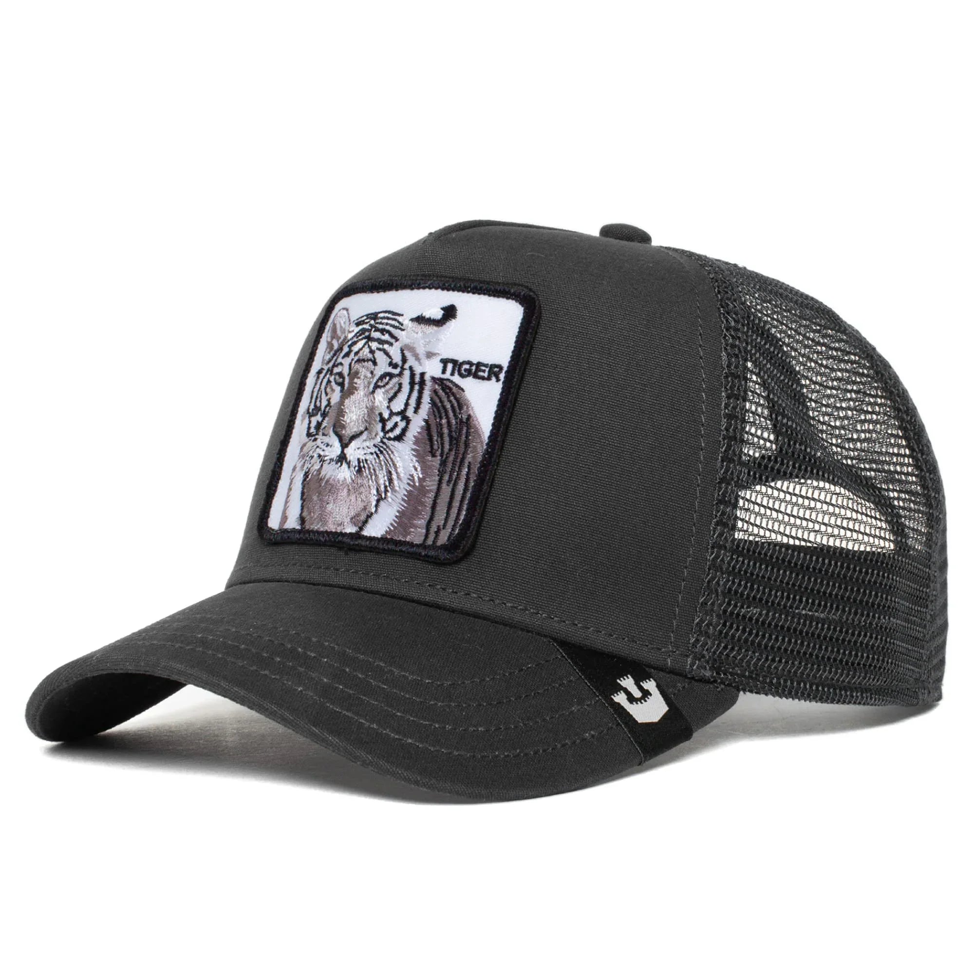 Goorin Bros. The Farm Unisex Original Adjustable Snapback Trucker Hat, Black (White Tiger), One Size