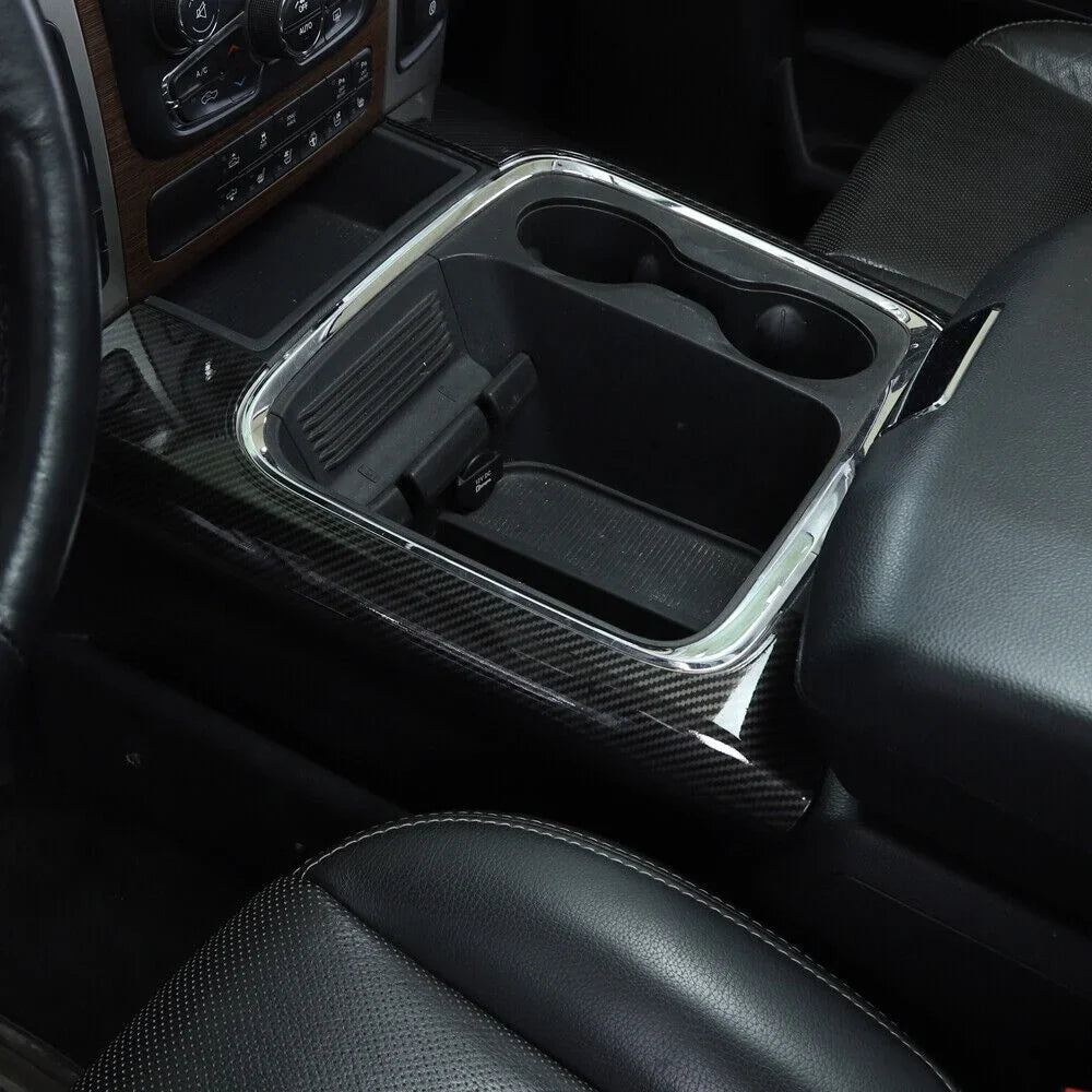 Teledu Front Cup Holder Side Panel Cover Trim Carbon Fiber