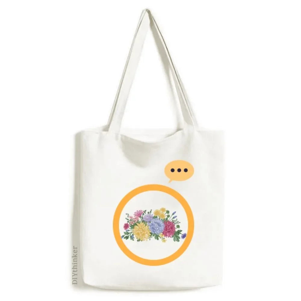 Chrysanthemum Greenery Flower Expression Sack Canvas Tote Shoulder Bag