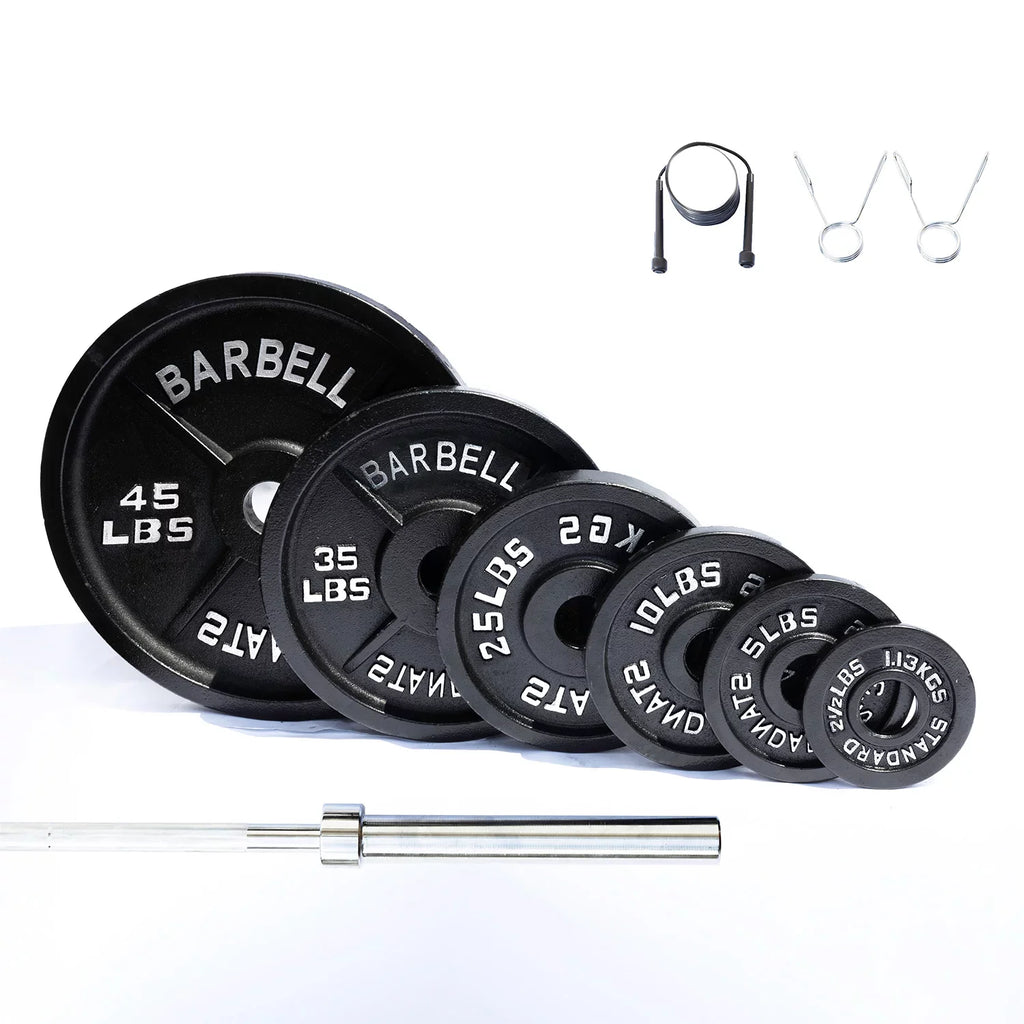 McCarty Fitness Supply Fortek 300 Lb Olympic Weight Plate Set and Barbell