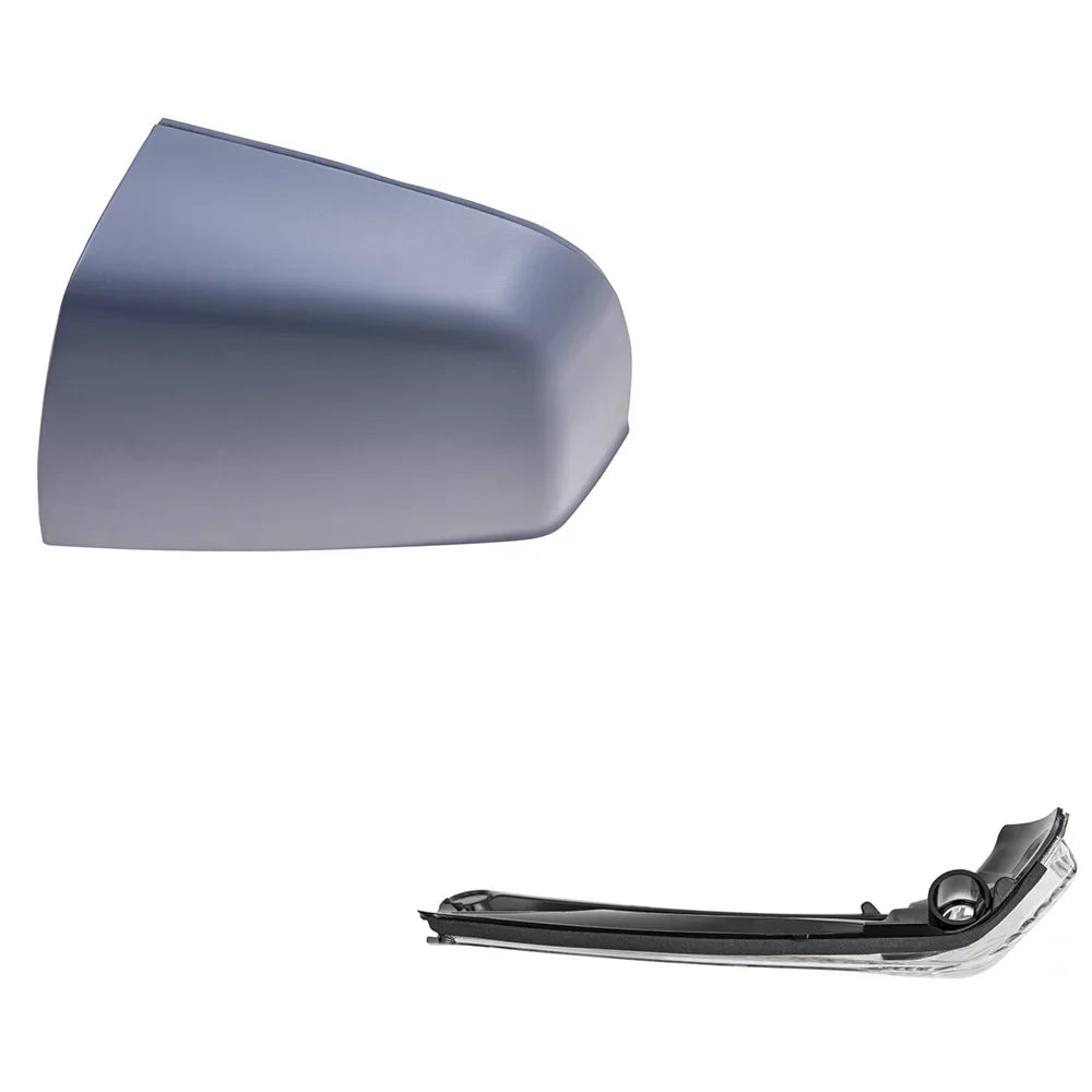 Brock Aftermarket Replacement Driver Left Door Mirror Cover Paint To Match Gray And Turn Signal Light Set Compatible With 2015-2021  Promaster City /Tradesman