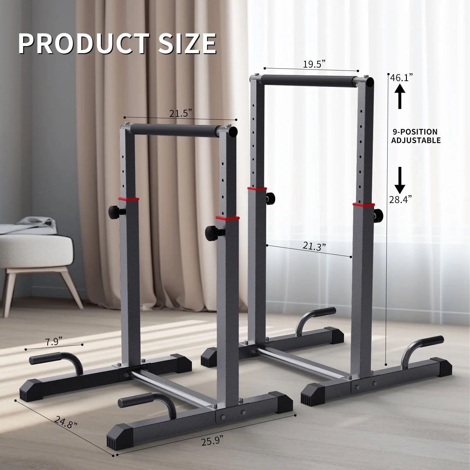 Z  Dip Bar Station Set, 9 Level Adjustable, 1200lbs Heave Duty Dip Station for Full Body Workout Fitness,Functional Parallettes Bars