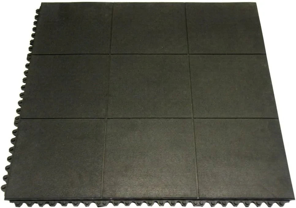 Revolution Interlocking Rubber Floor Mat (2-Pack), Black, 12Mm X 36In X 36In