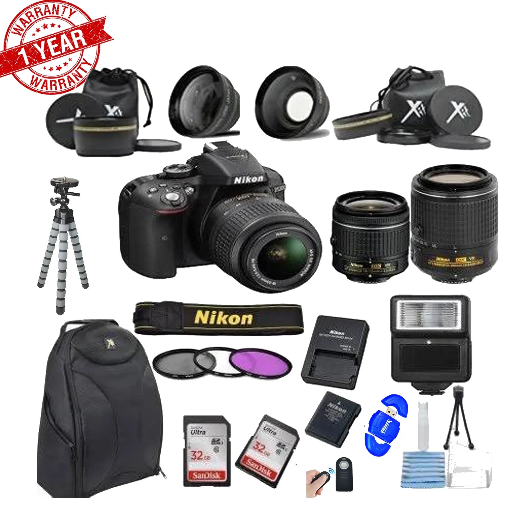 Nikon D5300 24.2   Camera ||18-55mm  Lens Kit||55-200mm  Zoom Lens ||Bundle
