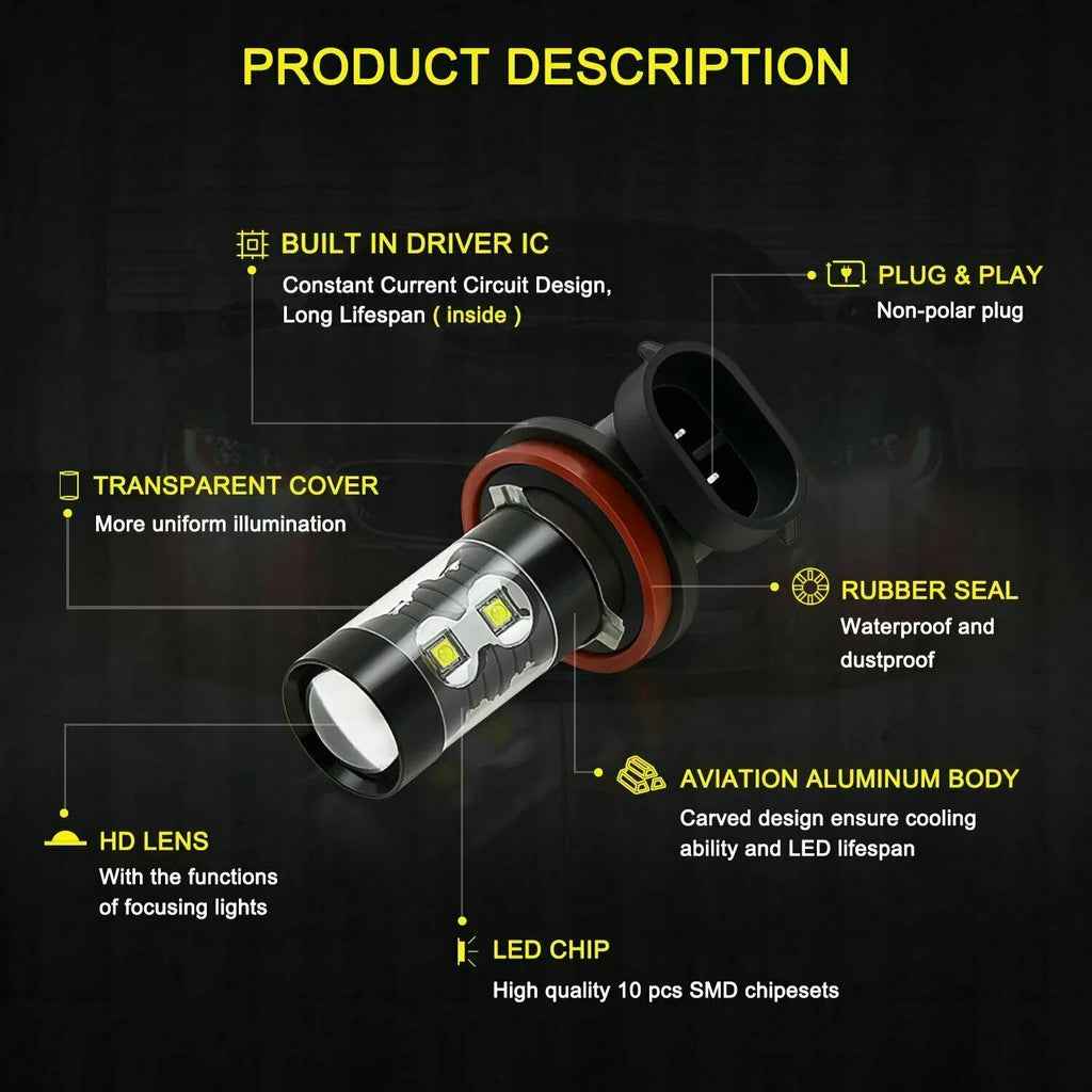 D4S  Headlight Bulbs for Mazda -5 2018 H11 H8 Led Fog Lights 4pcs