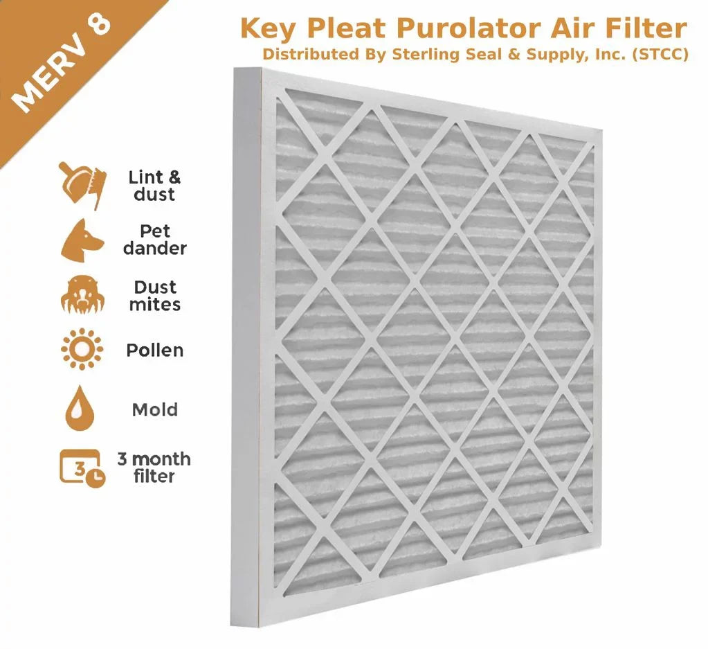 14x24x1 Key Pleat Purolator Air Filter -  8 (6 Pack)