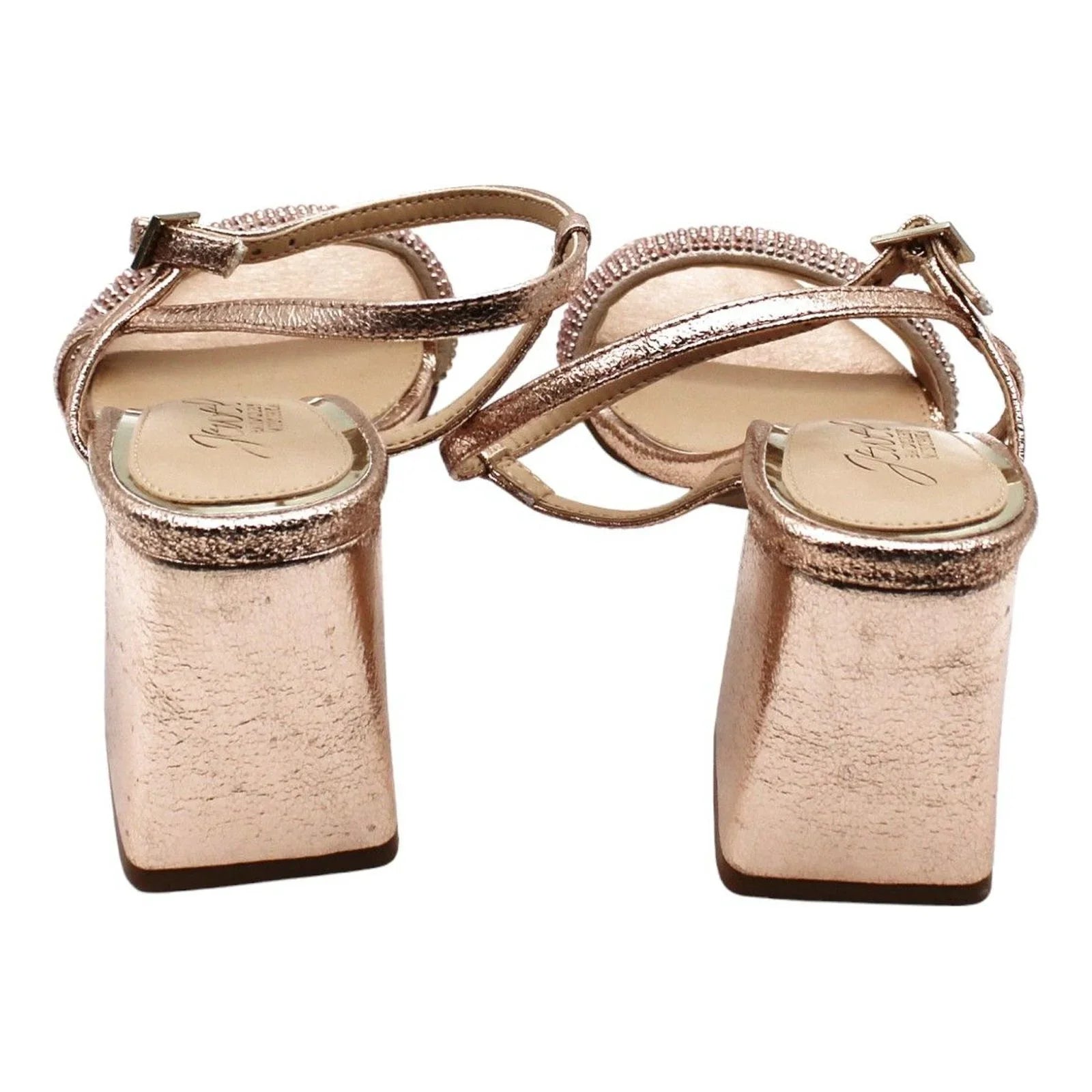 Jewel Badgley Mischka Women's Earlene Block Heel Evening Sandals - Rose Gold