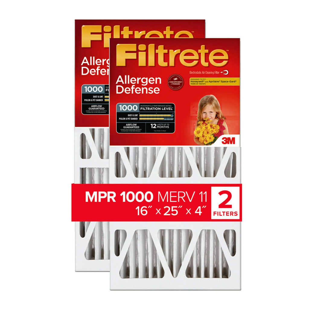 Filtrete 16x25x4 Air Filter,  1000  11, Allergen Defense, 2 Filters