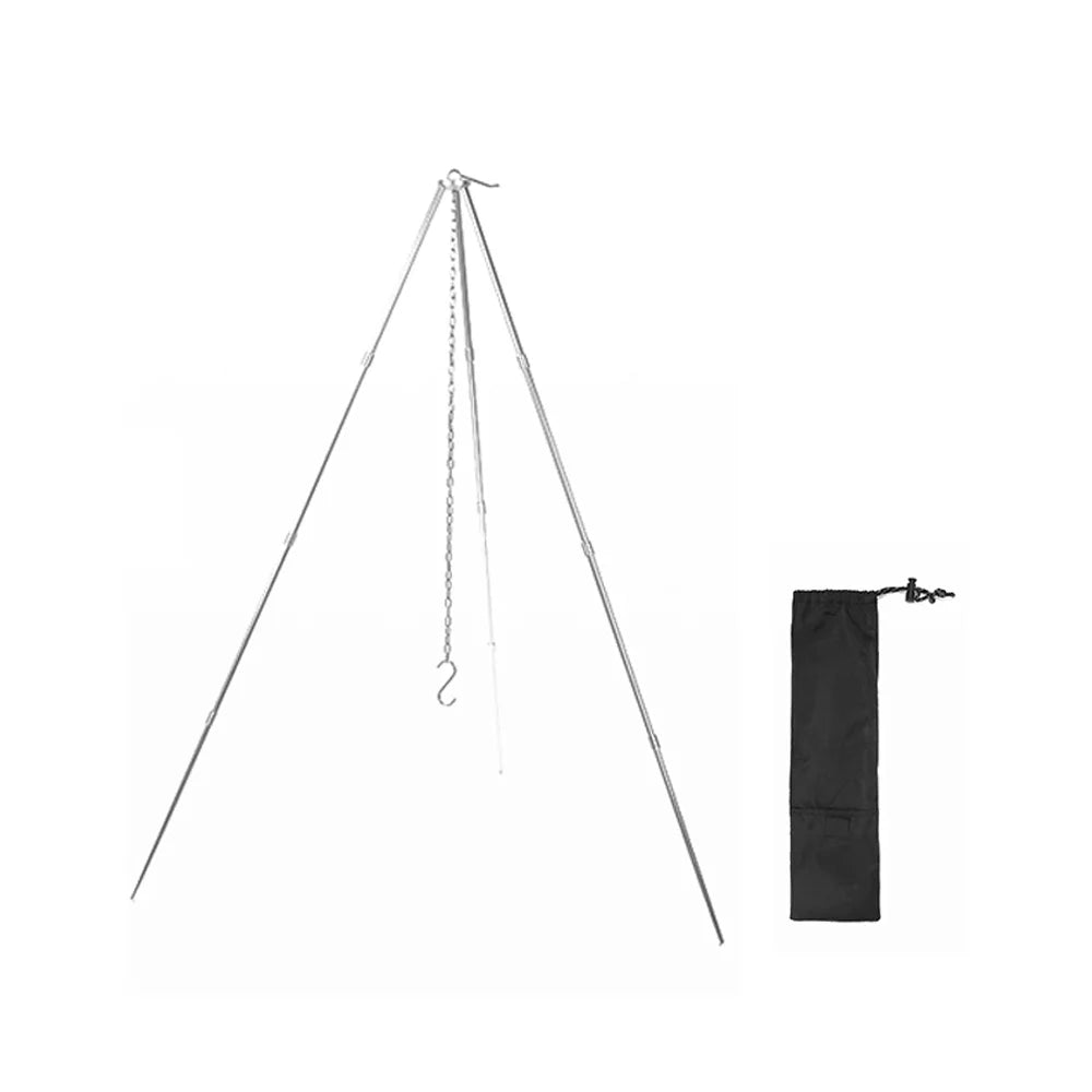 walmeck Detachable Campfire Tripod Bonfire Rack - Portable Aluminum Alloy Folding Bracket for Camping Picnic